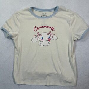 Sanrio T-Shirt Women‎ M Cream Blue Cinnamoroll  Graphic Kawaii Hybrid Apparel